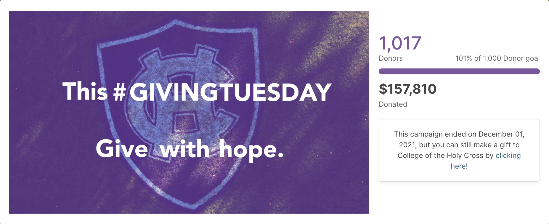 GivingTuesday campaign page