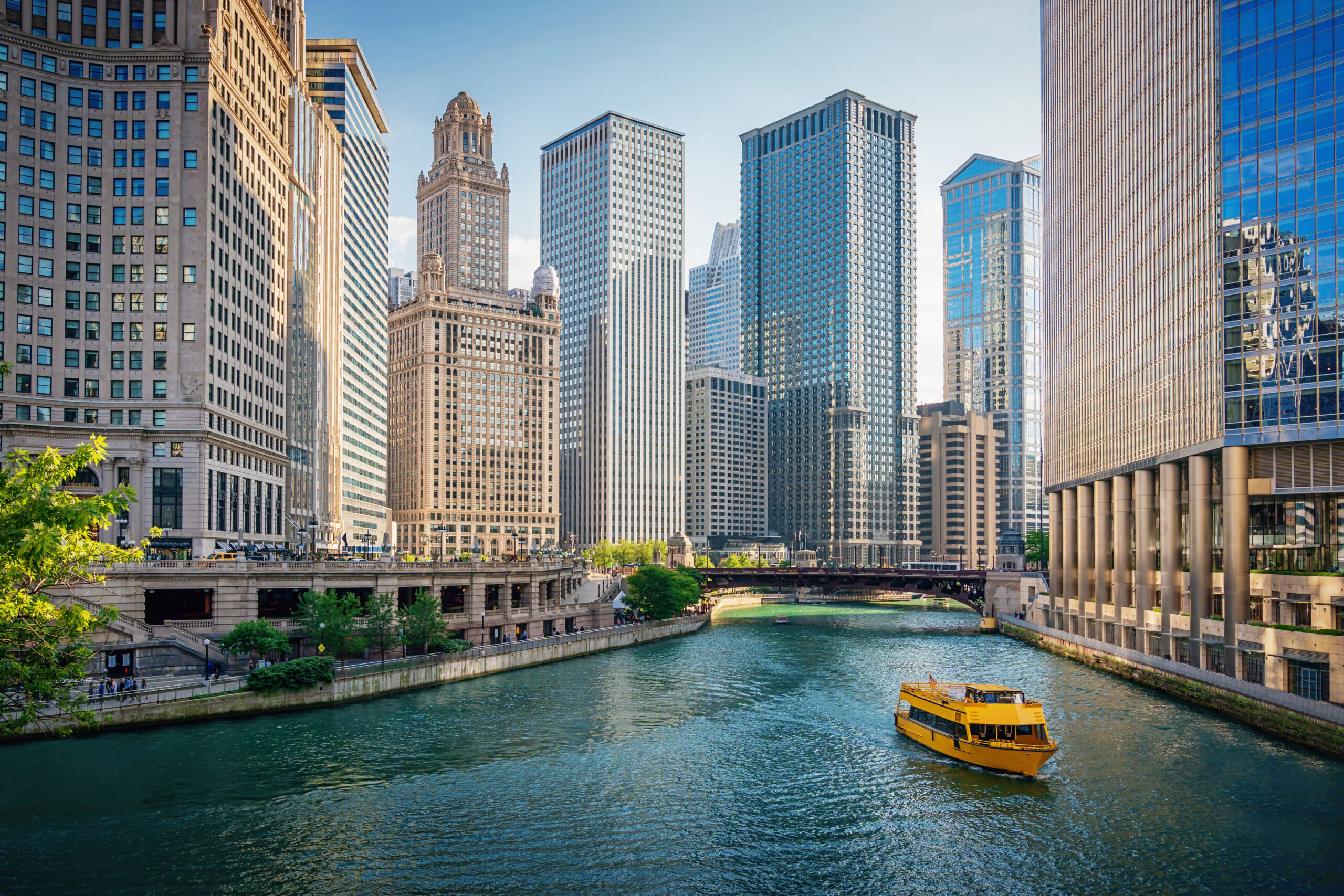 Chicago River and buildings