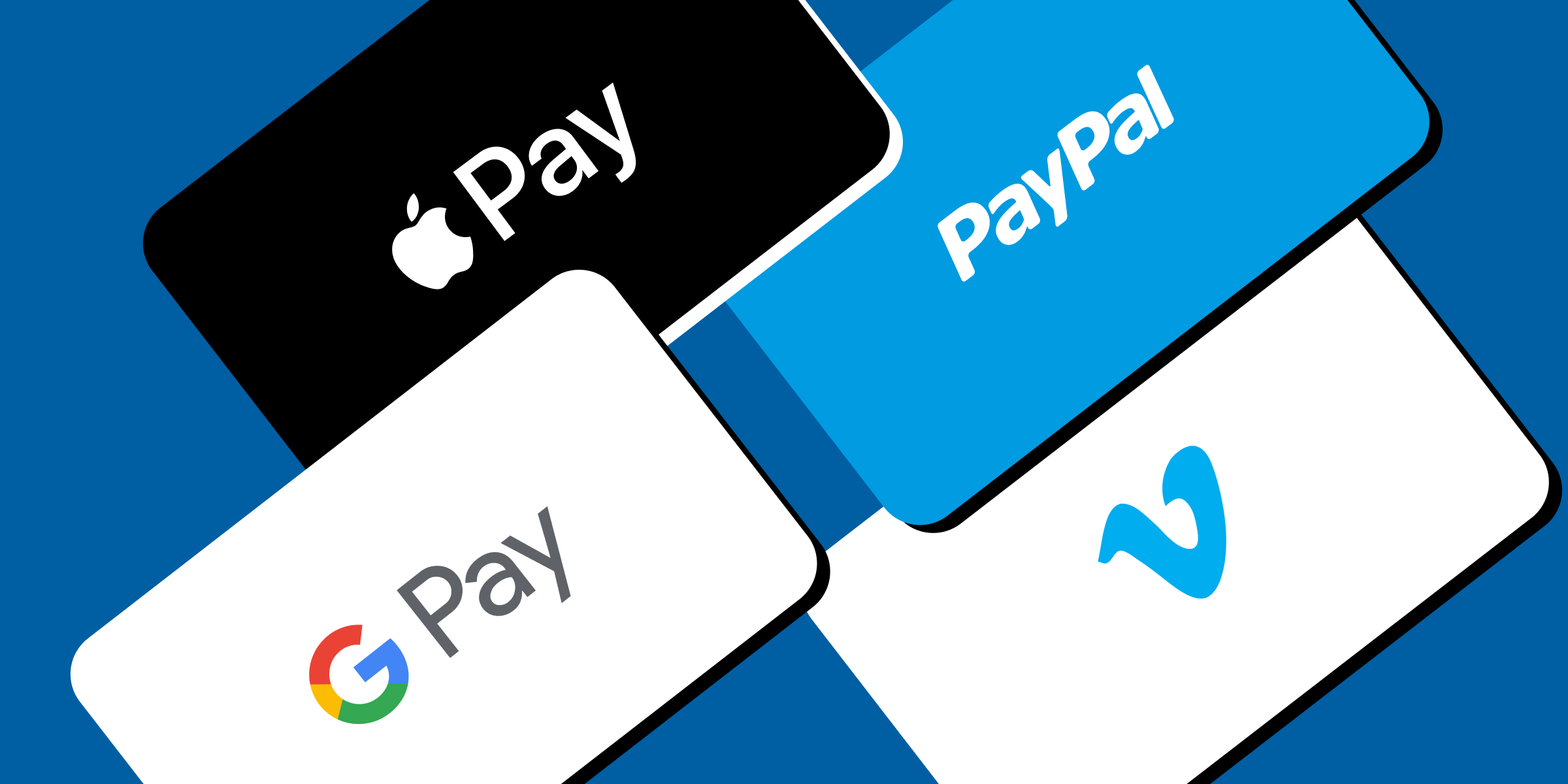 Shot of Digital Wallet cards including apple pay, google pay, PayPal, and Venmo.
