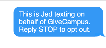 Fundraising text message example showing opt-out language.