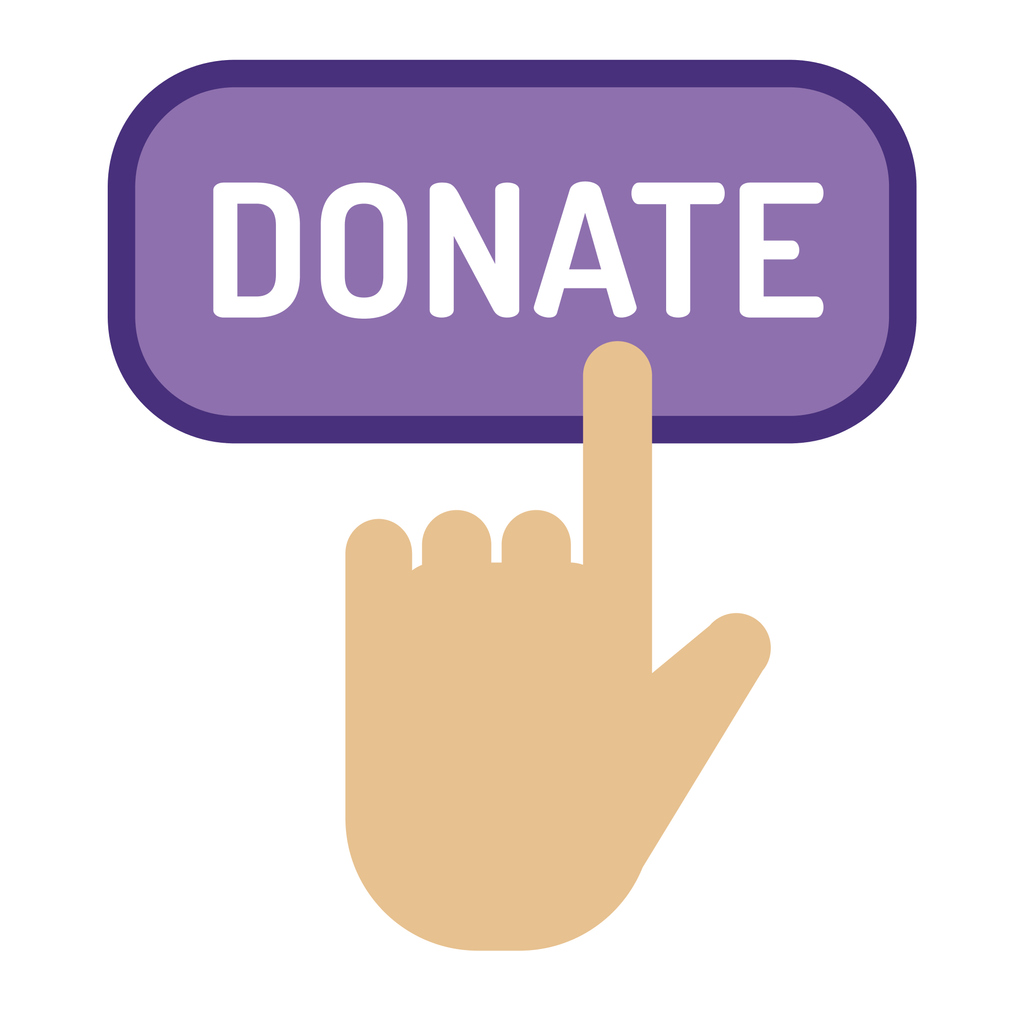Finger on donate button