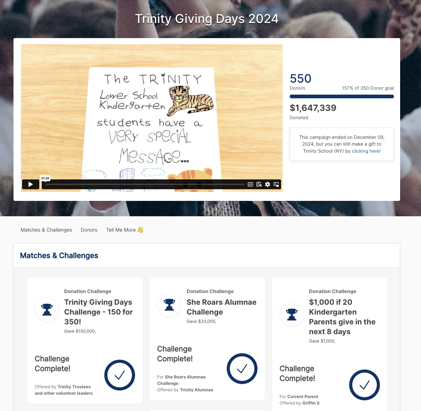 Trinity School GivingTuesday 2024