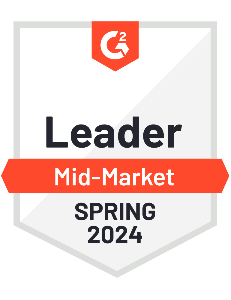 G2 Badge: Mid Market Leader: Spring 2024