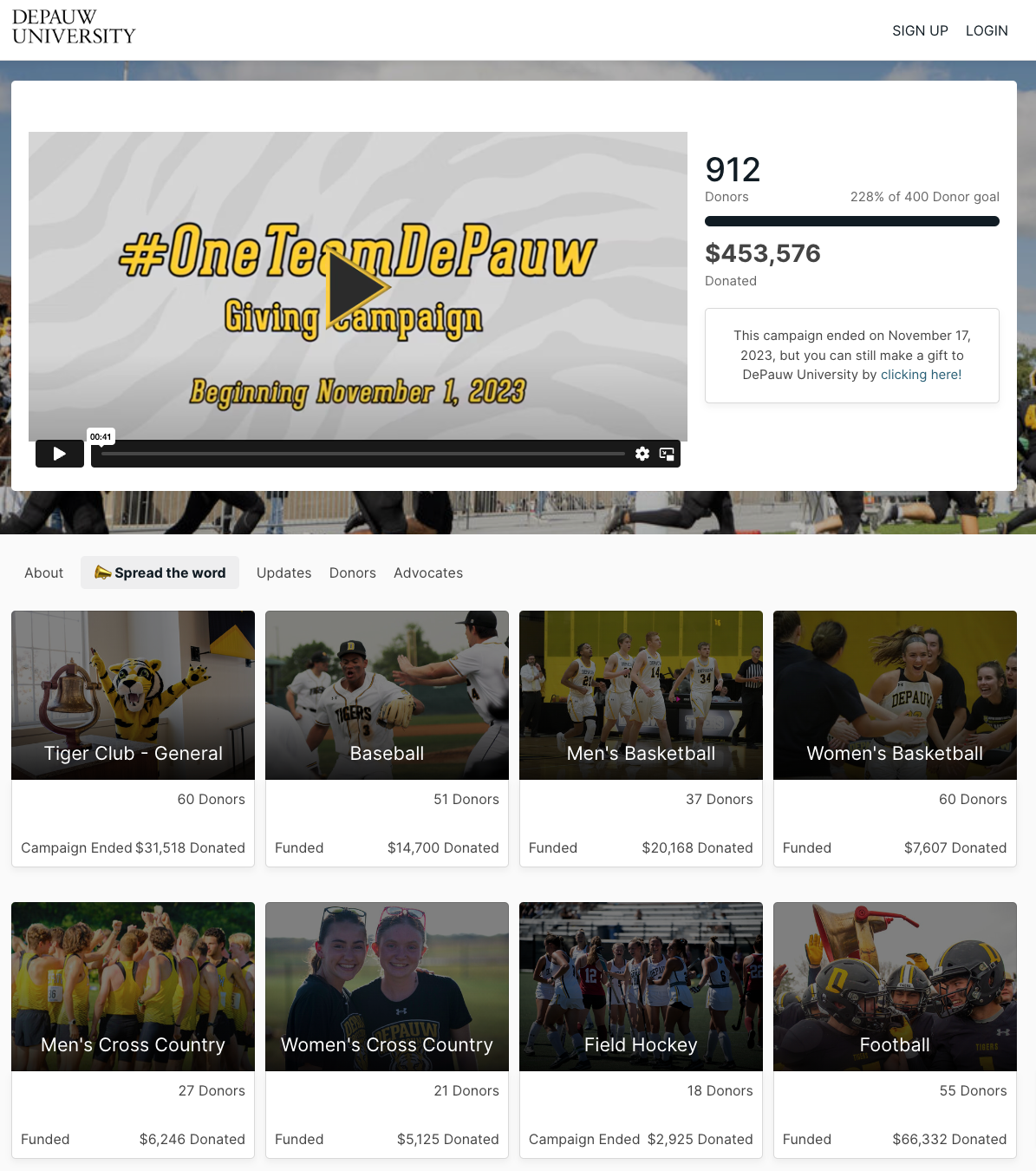 OneTeamDePauw campaign