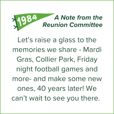 Custom note from reunion committee members