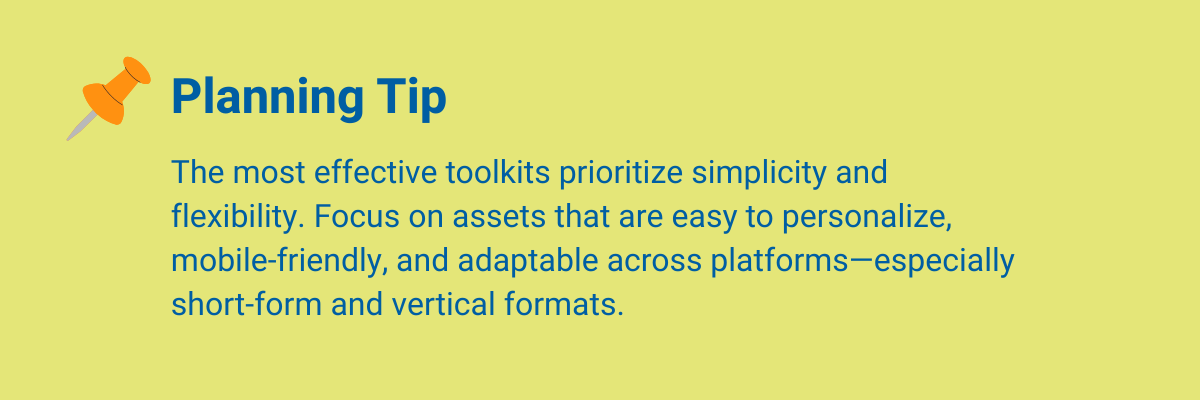 Planning tip on prioritizing simplicity and flexibility in social media assets