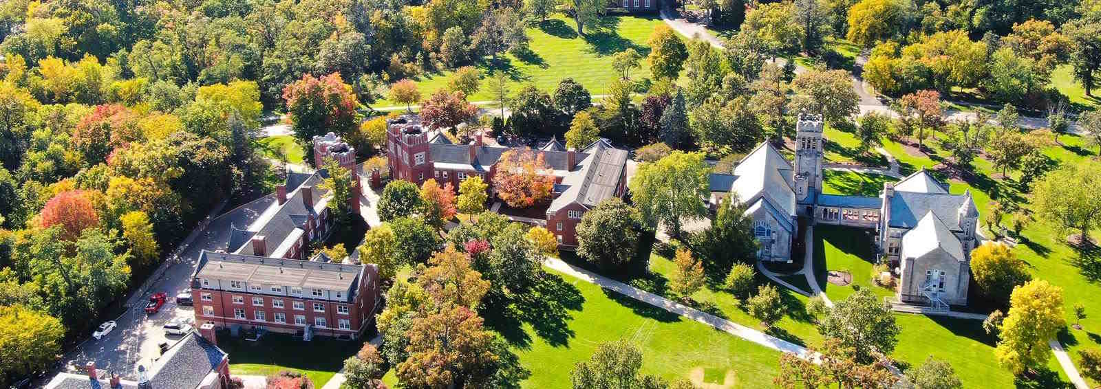 Aerial view of the Lake Forest campus.