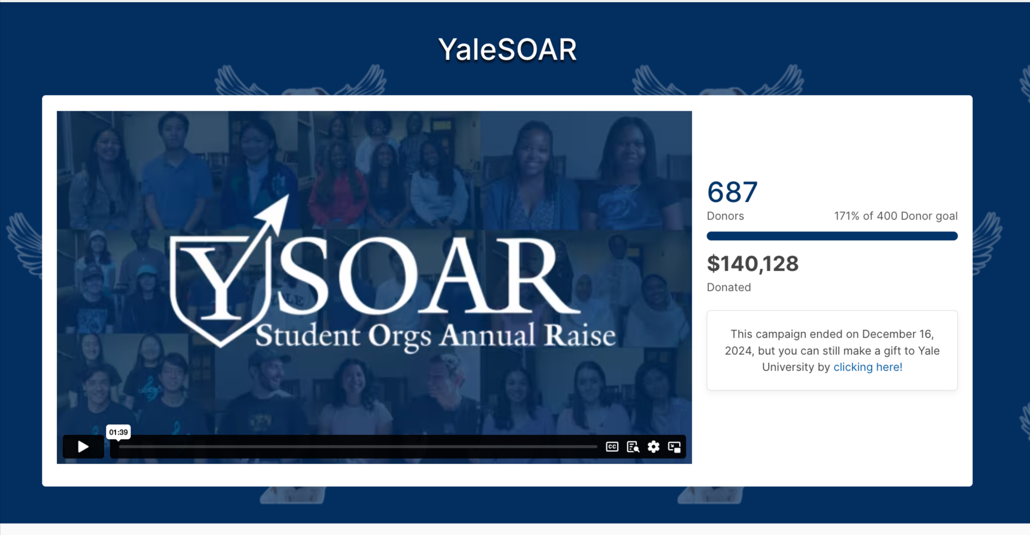 Yale SOAR Crowdfunding Campaign