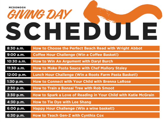 McDonogh School's 2025 Giving Day Schedule