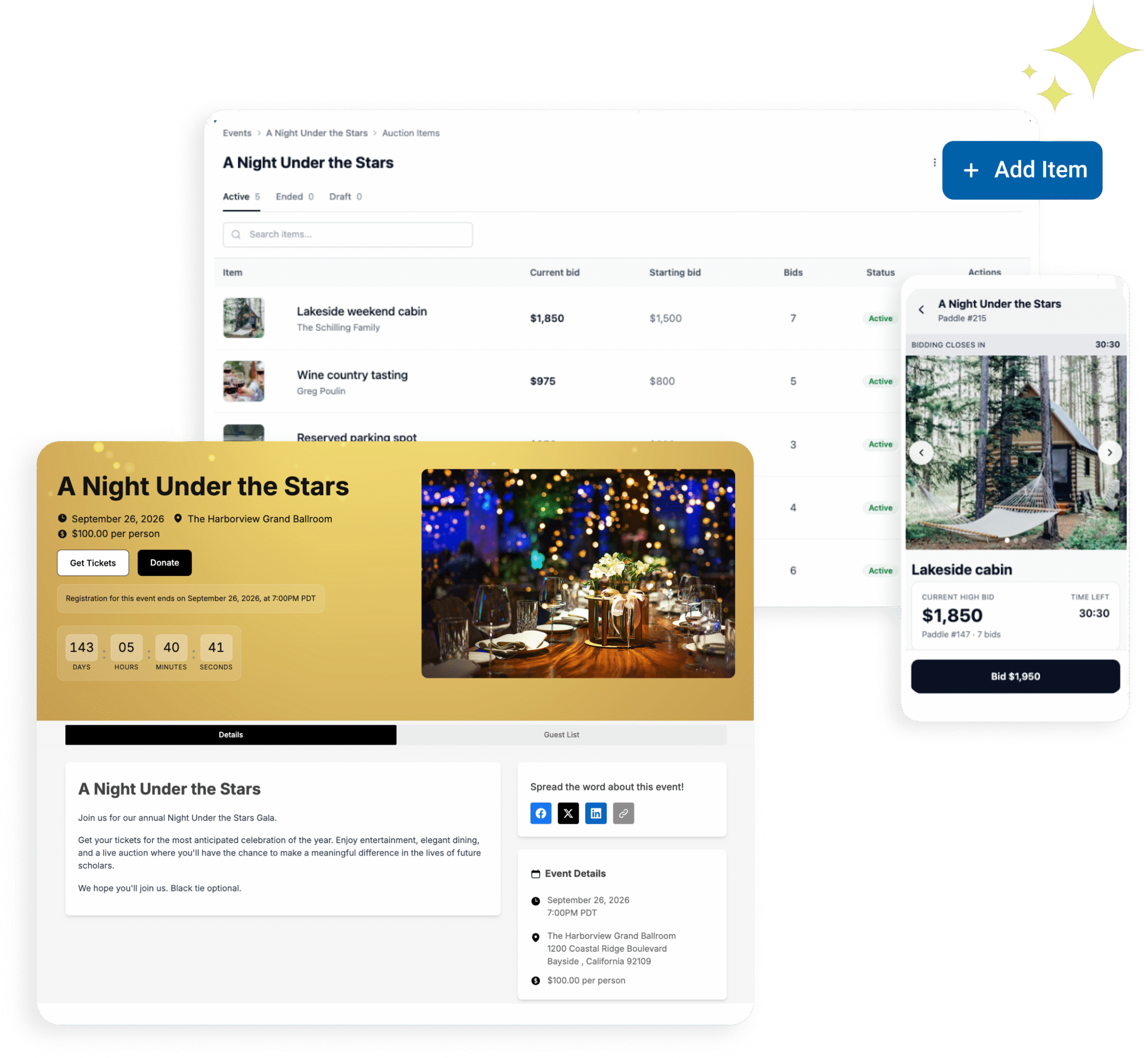 GC Events page promoting An Evening Under the Stars.