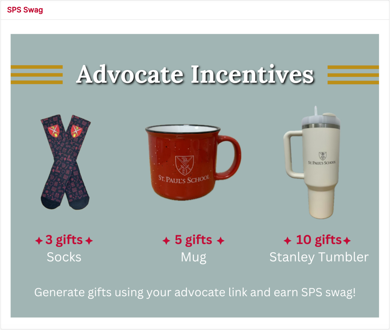SPS Incentives on their Giving Day page