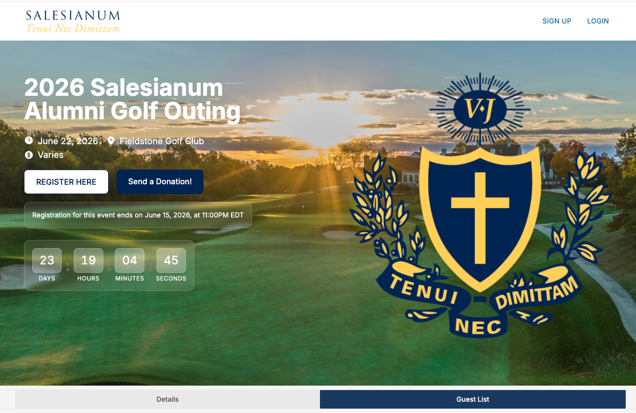 Event page for the annual Salesianum Alumni Golf Outing.