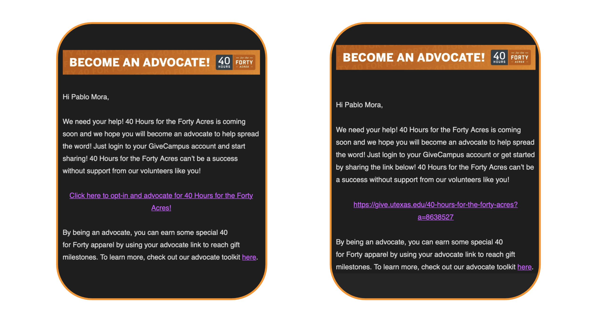 UT's advocacy invitations