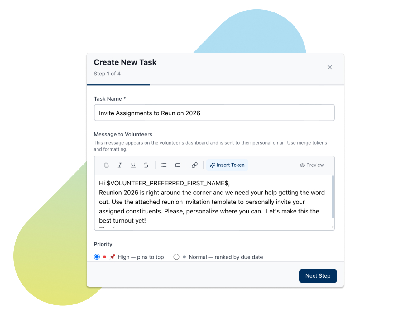 GC Volunteer Manage UI showing 