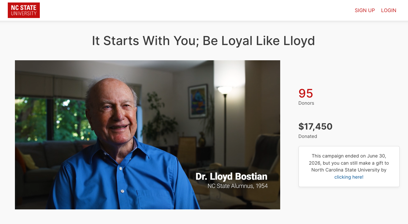 North Carolina State University Be Loyal like Lloyd Campaign